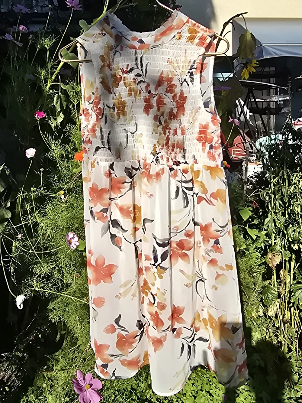 As U Wish White Floral Sleeveless Smocked Midi Dress